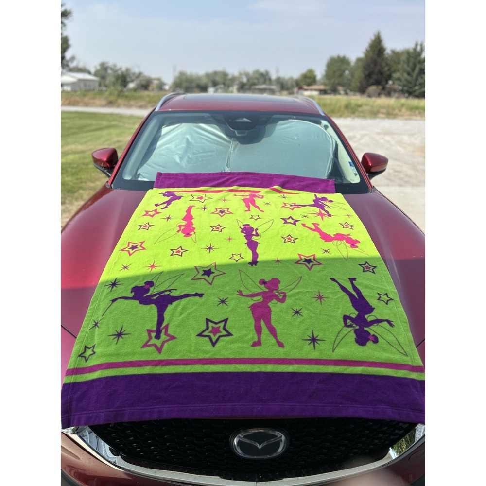 Disney Parks Tinker Bell Throw Blanket 40x60 Green Pink Purple Y2K Fairy